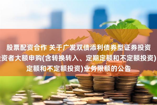股票配资合作 关于广发双债添利债券型证券投资基金调整机构投资者大额申购(含转换转入、定期定额和不定额投资)业务限额的公告